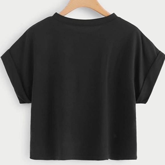 Rainbow Striped Crop Top w/Roll Up Sleeve - Picture 2 of 6